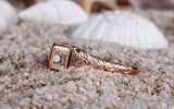 0.10ct Round Cut Moissanite Engagement Ring, Vintage Design, Available in 10Kt, 14Kt or 18kt Rose Gold
