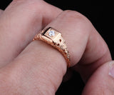 0.10ct Round Cut Moissanite Engagement Ring, Vintage Design, Available in 10Kt, 14Kt or 18kt Rose Gold