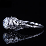 0.60ct Round Cut Moissanite Engagement Ring, Vintage Design, Available in 10Kt, 14Kt or 18kt White Gold