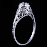 0.60ct Round Cut Moissanite Engagement Ring, Vintage Design, Available in 10Kt, 14Kt or 18kt White Gold