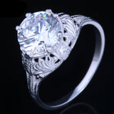 2.00ct Round Cut Moissanite Engagement Ring, Vintage Design, Available in 10Kt, 14Kt or 18kt White Gold
