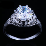 2.00ct Round Cut Moissanite Engagement Ring, Vintage Design, Available in 10Kt, 14Kt or 18kt White Gold