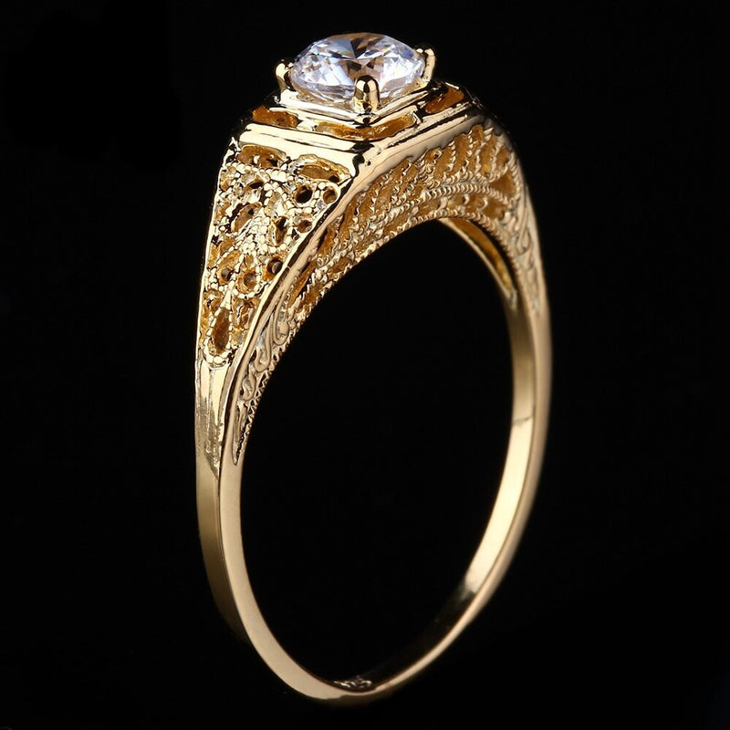 0.40ct Round Cut Moissanite Engagement Ring, Vintage Design, Available in 10Kt, 14Kt or 18kt Yellow Gold