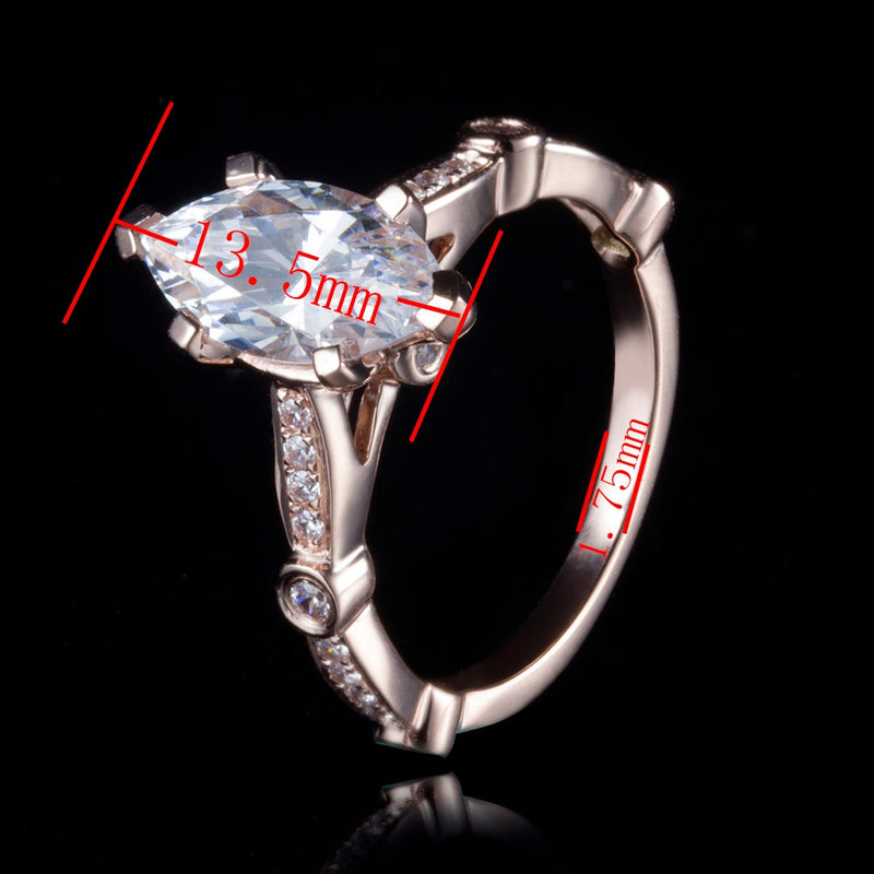 2.00ct Marquise Cut Moissanite Engagement Ring, Vintage Design, Available in 14kt or 18kt Rose Gold