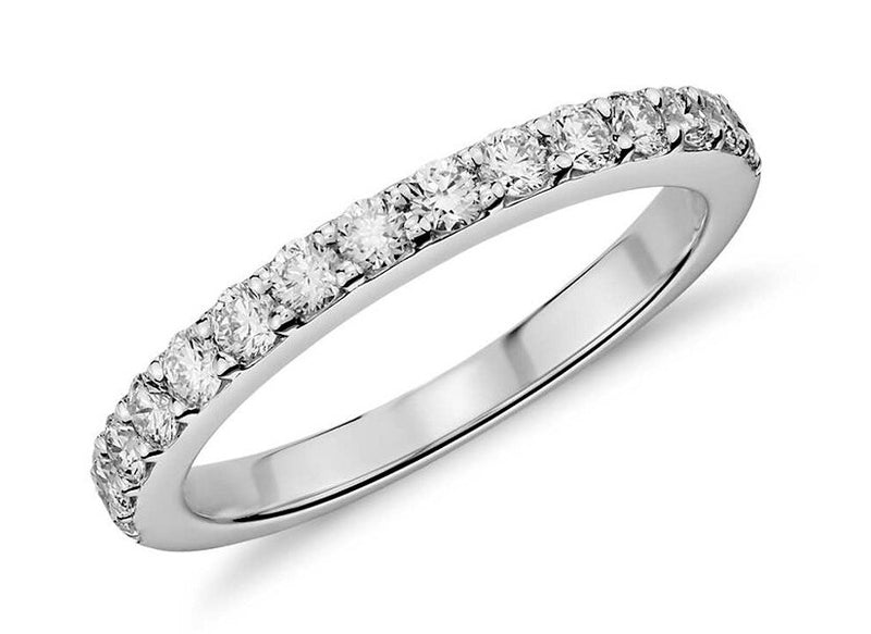 0.50ct Moissanite Wedding Band, Delicate Half Eternity Ring, Available in White Gold or Platinum