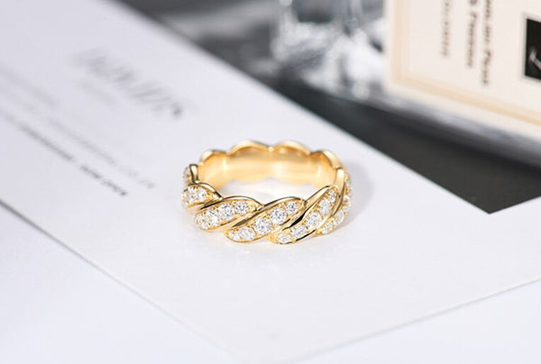 1.00ct Moissanite Wedding Band, Half Eternity Ring, Available in 14Kt or 18Kt Yellow Gold