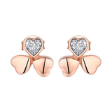 0.25ct each, Heart Cut Rose Gold Diamond Stud Earrings, 925 Sterling Silver, 18ct Rose Gold Vermeil