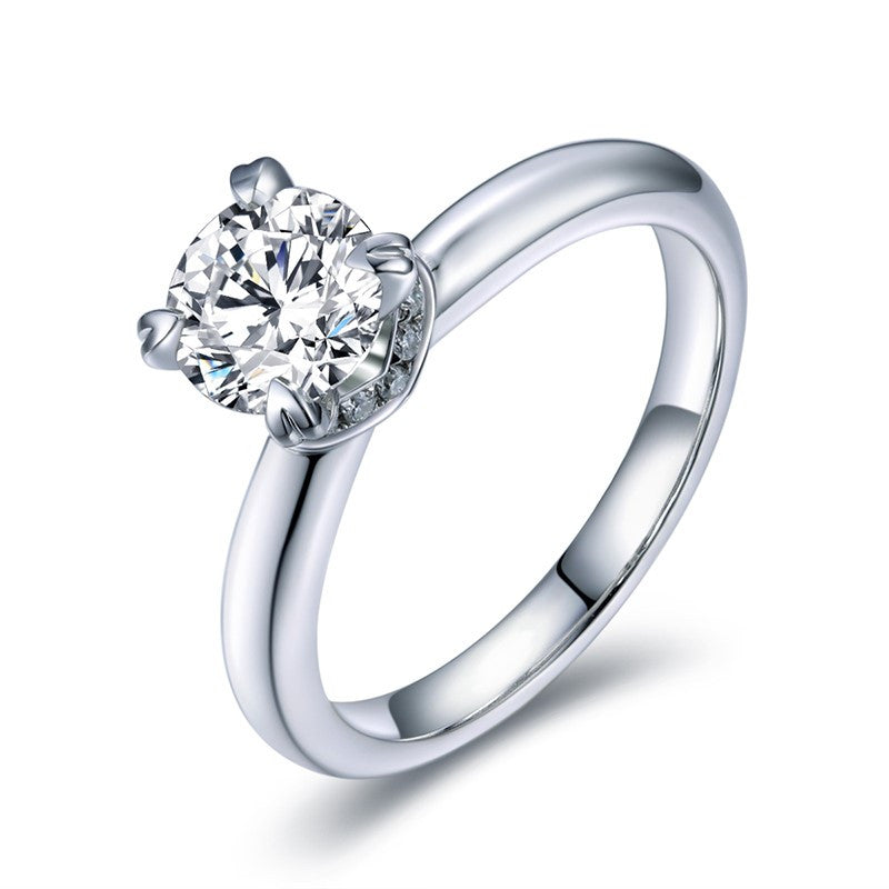 Lab-Diamond Classic Round Cut Engagement Ring, Choose Your Stone Size and Metal