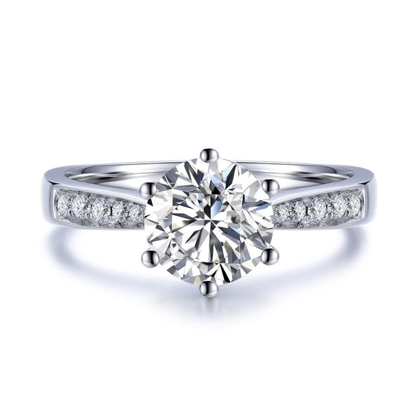 Lab-Diamond Classic Round Cut Engagement Ring, Choose Your Stone Size and Metal