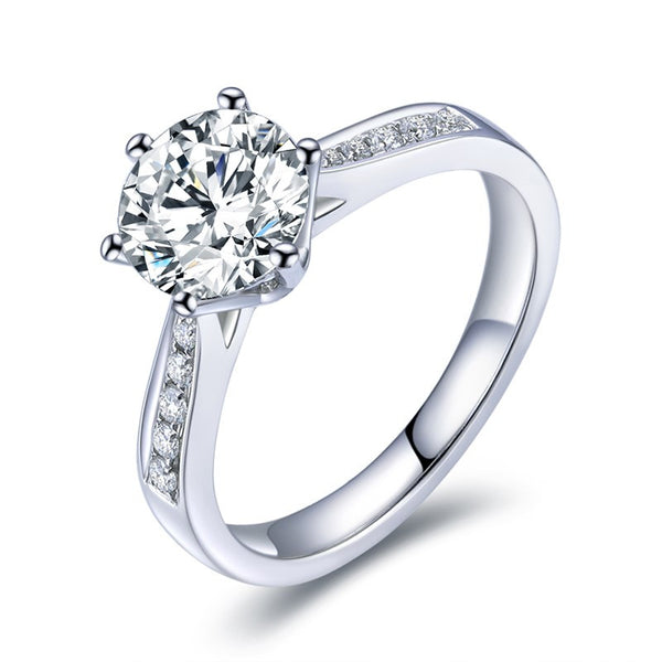 1.00ct Classic Round Cut Moissanite Engagement Ring, Available in White Gold or Platinum