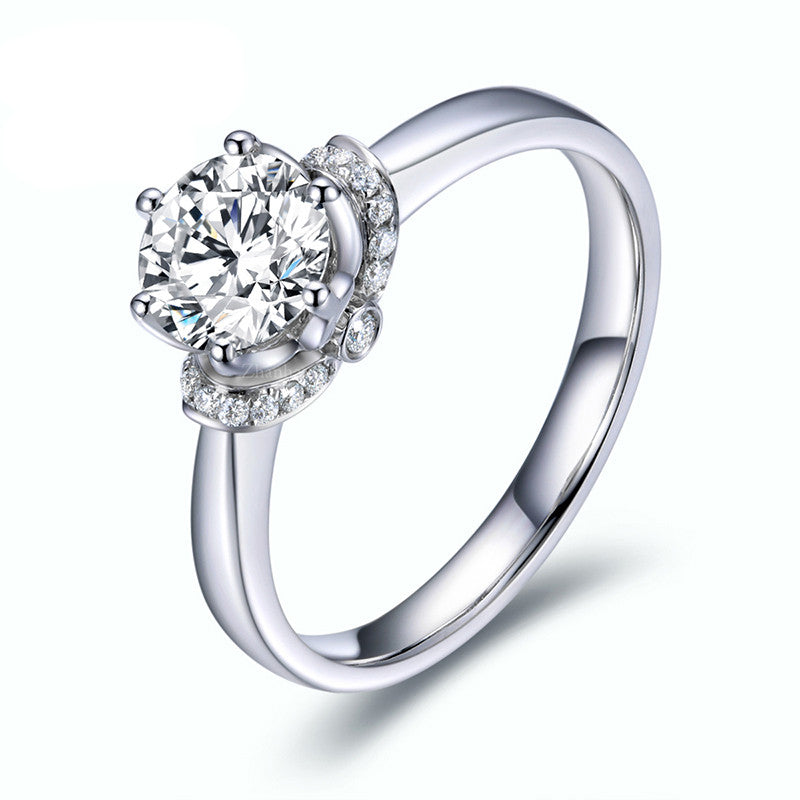 Lab-Diamond Vintage Round Cut Engagement Ring, Choose Your Stone Size and Metal