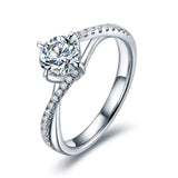 1.00ct Classic Round Cut Twist Moissanite Engagement Ring, Available in White Gold or Platinum