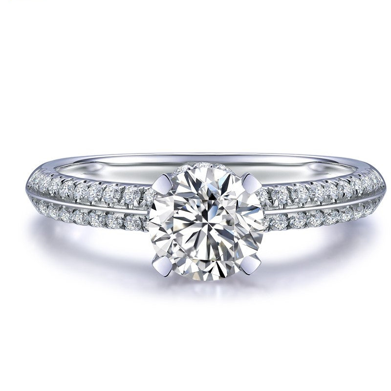 Lab-Diamond Classic Round Cut Engagement Ring, Choose Your Stone Size and Metal