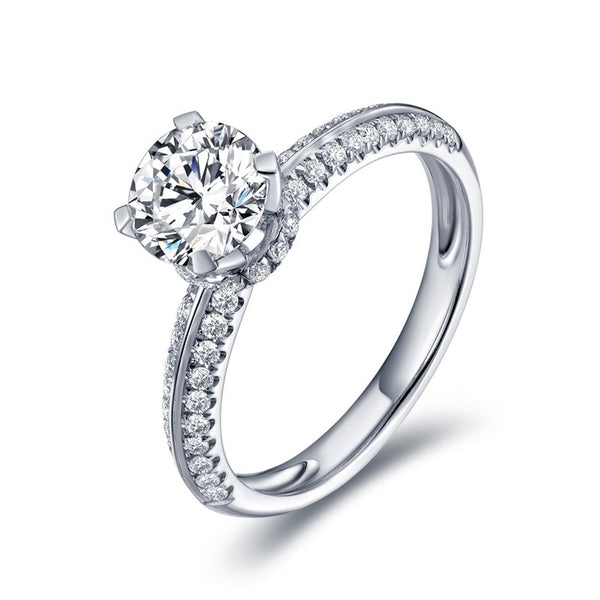 Lab-Diamond Classic Round Cut Engagement Ring, Choose Your Stone Size and Metal