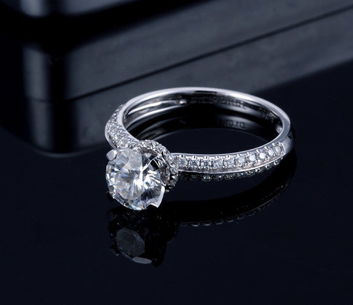 Lab-Diamond Classic Round Cut Engagement Ring, Choose Your Stone Size and Metal