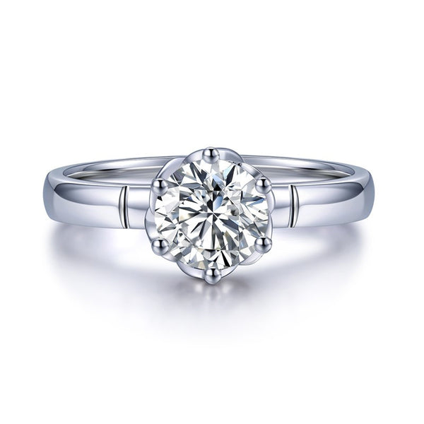 Lab-Diamond Classic Round Cut Engagement Ring, Choose Your Stone Size and Metal