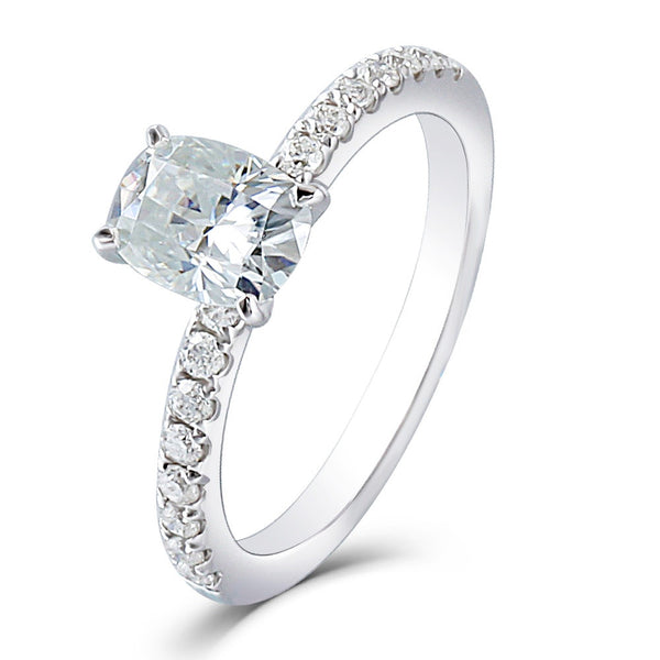 0.75ct Oval Cut Moissanite, Classic Engagement Ring, Available in White Gold or Platinum