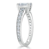Lab-Diamond Emerald Cut Engagement Ring, Tiffany Style, Choose Your Stone Size and Metal