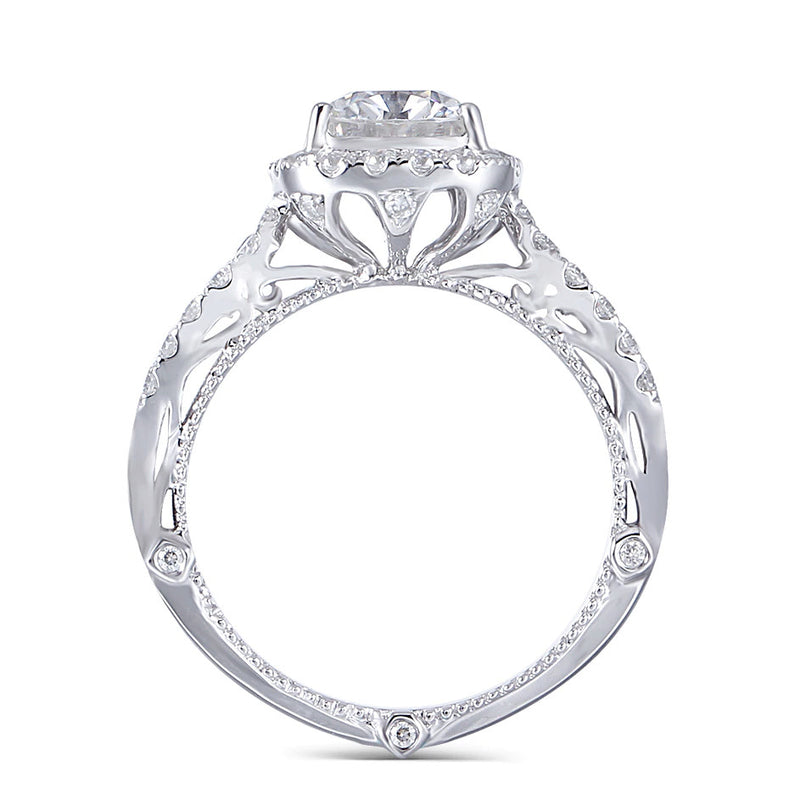 2.00ct Cushion Cut Moissanite Engagement Ring, Twist Band, 14Kt 585 White Gold