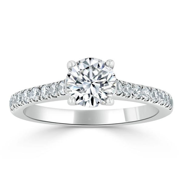 1.00ct  Round Cut Moissanite Halo Engagement Ring, Classic Style,  Available in White Gold, Platinum, Rose Gold or Yellow Gold