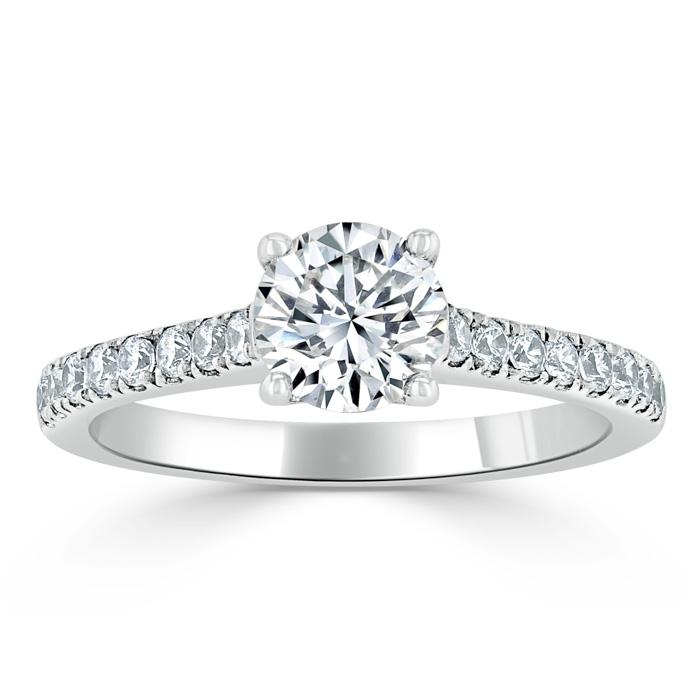 1.00ct  Round Cut Moissanite Halo Engagement Ring, Classic Style,  Available in White Gold, Platinum, Rose Gold or Yellow Gold
