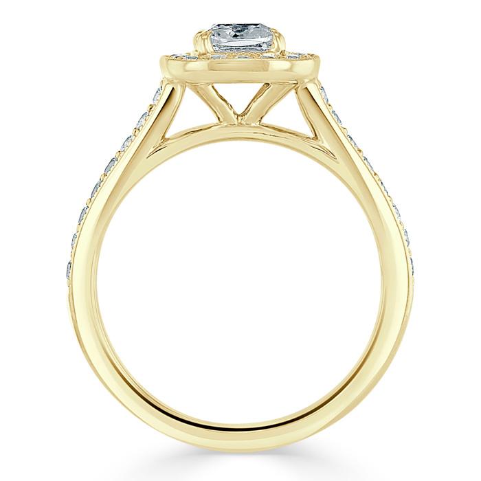 1.40ct  Cushion Cut Moissanite Halo Engagement Ring, Tiffany Style,  Available in White Gold, Platinum, Rose Gold or Yellow Gold