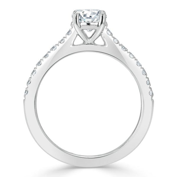 1.00ct  Round Cut Moissanite Halo Engagement Ring, Classic Style,  Available in White Gold, Platinum, Rose Gold or Yellow Gold