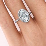 Oval Cut Moissanite Halo Engagement Ring, Tiffany Style, Choose Your Stone Size and Metal