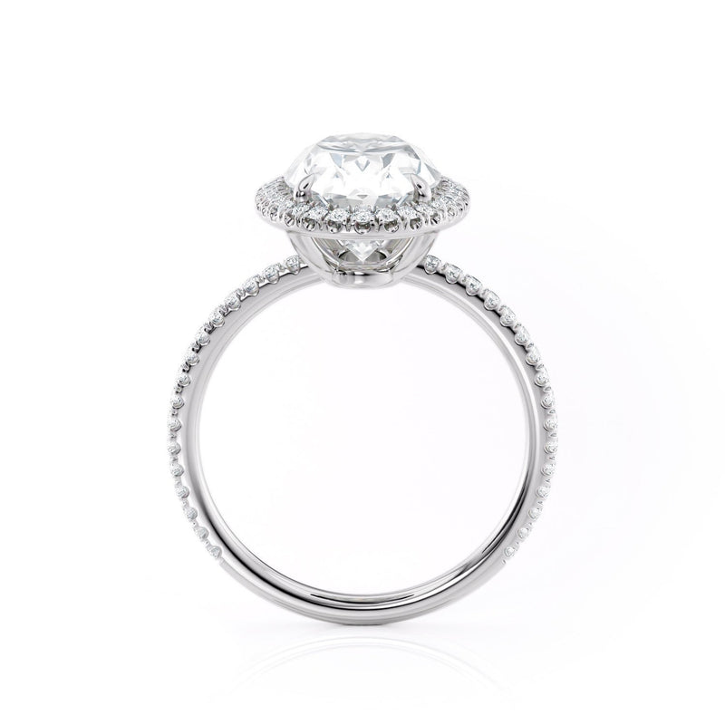 Oval Cut Moissanite Halo Engagement Ring, Tiffany Style, Choose Your Stone Size and Metal