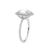 Oval Cut Moissanite Halo Engagement Ring, Tiffany Style, Choose Your Stone Size and Metal