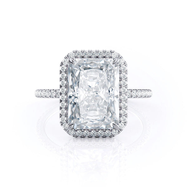 Radiant Cut Moissanite Halo Engagement Ring, Classic Style, Choose Your Stone Size and Metal