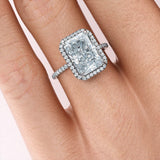 Radiant Cut Moissanite Halo Engagement Ring, Classic Style, Choose Your Stone Size and Metal