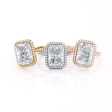 Radiant Cut Moissanite Halo Engagement Ring, Classic Style, Choose Your Stone Size and Metal