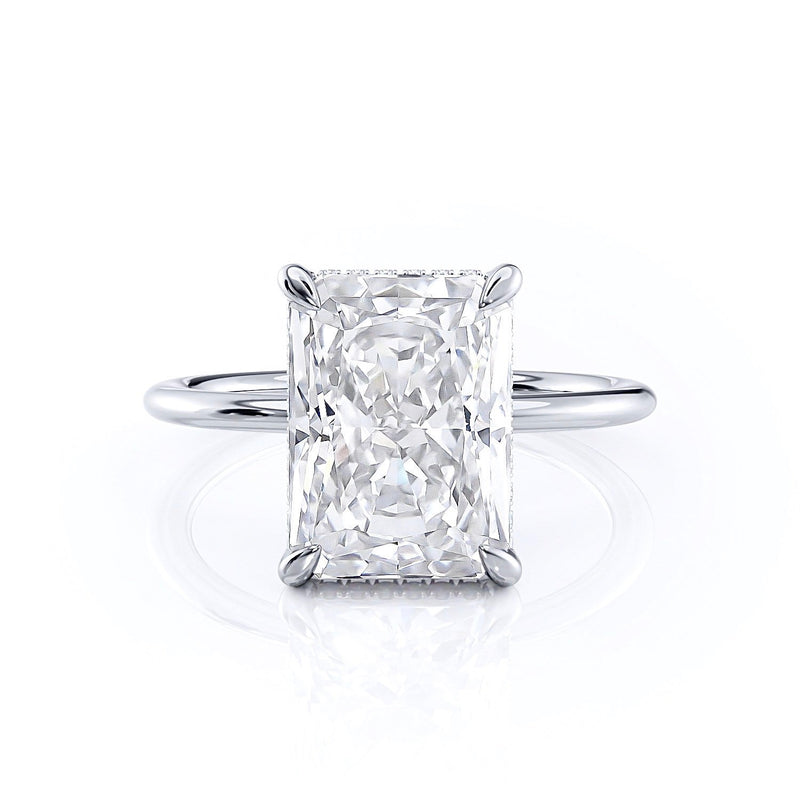 Radiant Cut Hidden Halo Moissanite Engagement Ring, Classic Style, Choose Your Stone Size and Metal