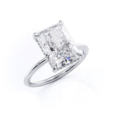 Radiant Cut Hidden Halo Moissanite Engagement Ring, Classic Style, Choose Your Stone Size and Metal