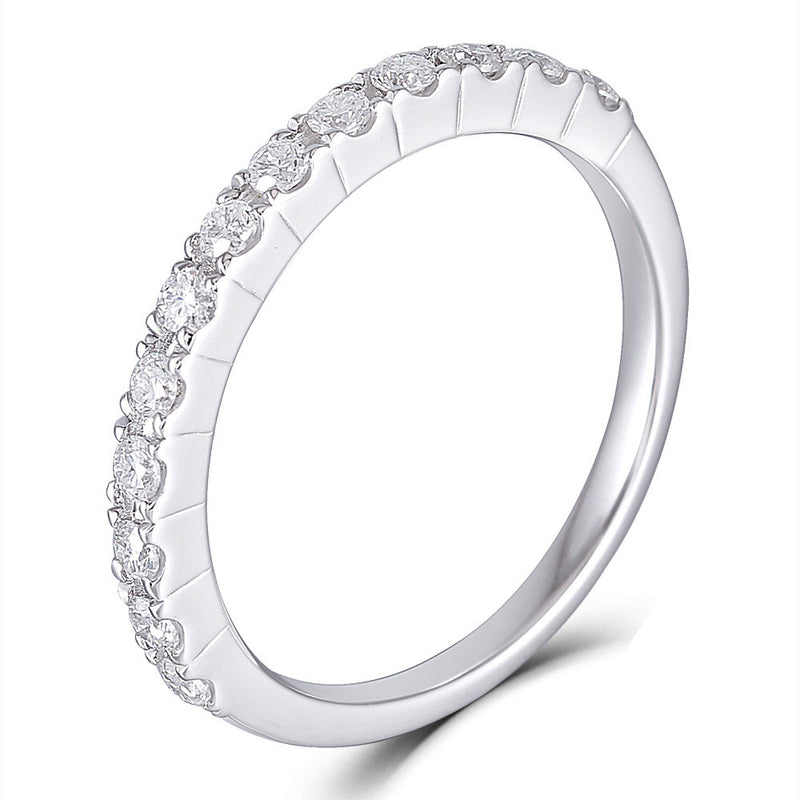 0.40ct Moissanite Wedding Band, Delicate Half Eternity Ring, 14Kt 585 White Gold