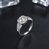 1.00ct Moissanite Engagement Ring, Classic Halo with Split Shank , Sterling Silver & Platinum