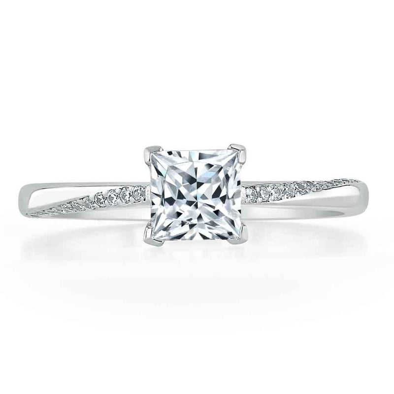 1.20ct  Princess Cut Moissanite Engagement Ring, Classic Style,  Available in White Gold, Platinum, Rose Gold or Yellow Gold