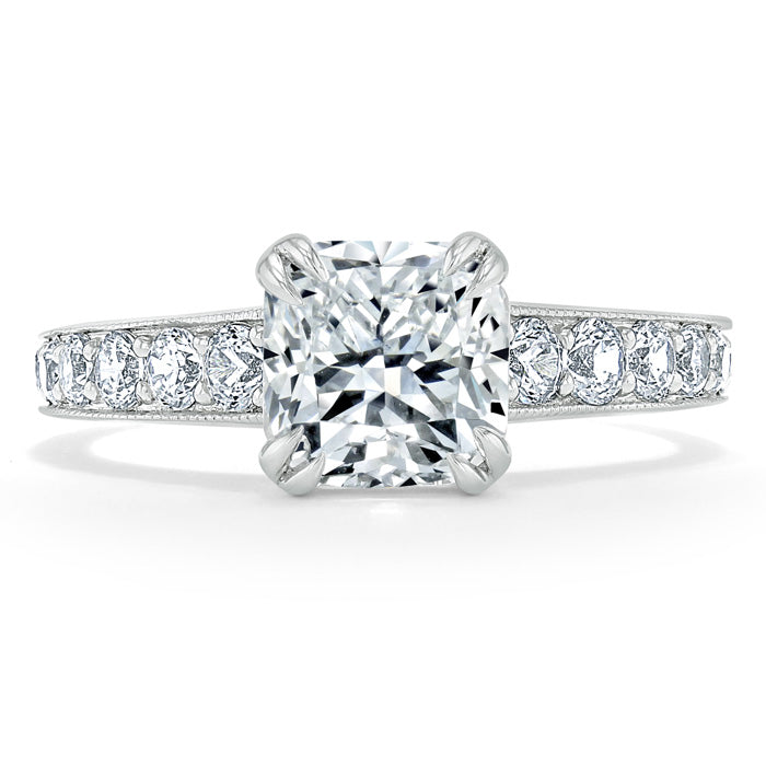 Lab-Diamond Cushion Cut Engagement Ring, Tiffany Style, Choose Your Stone Size and Metal
