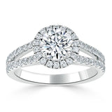Lab-Diamond, Round Cut Halo Engagement Ring, Tiffany Style, Choose Your Stone Size and Metal