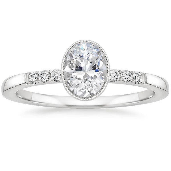 1.00ct Vintage Oval Cut Moissanite  Engagement Rin,  Available in White Gold, Platinum, Rose Gold or Yellow Gold