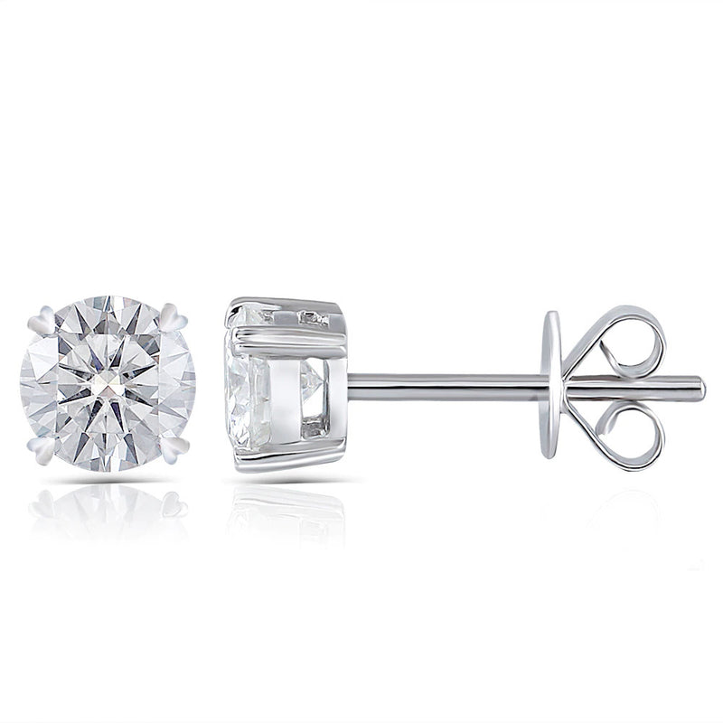 0.50ct each, Moissanite White Gold Stud Earrings, Round Cut, 14Kt 585 White Gold