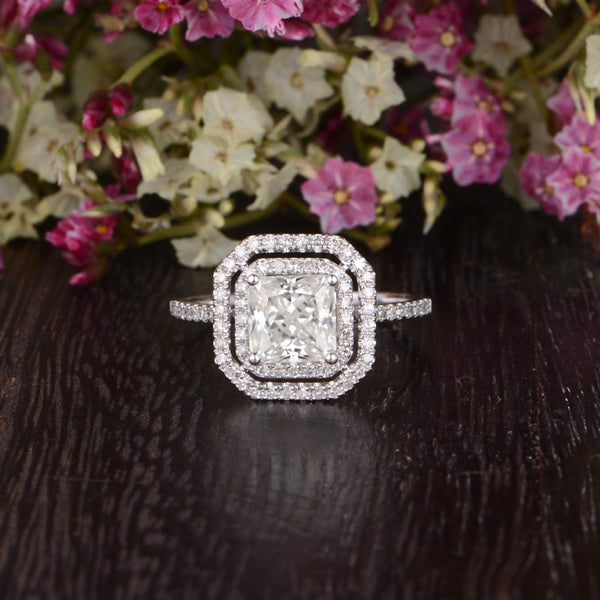 Princess Cut Moissanite Engagement Ring, Vintage Design, Choose Your Stone Size & Metal