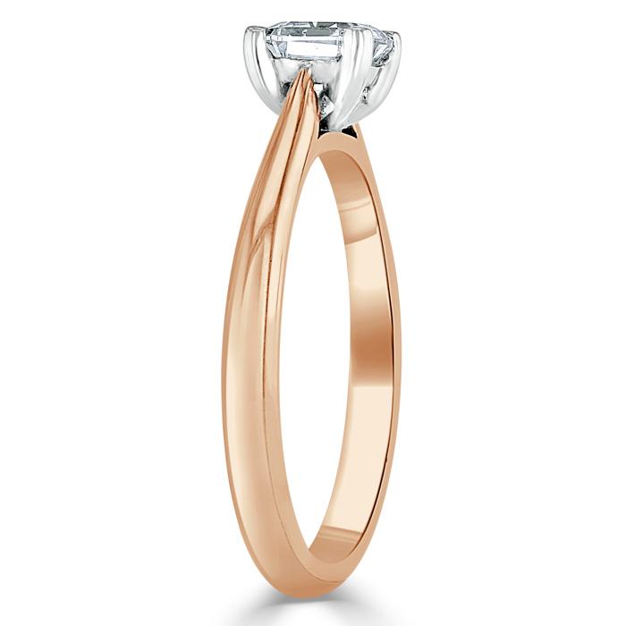 1.00ct Asscher Cut Moissanite Engagement Ring, Classic Style,  Available in White Gold, Platinum, Rose Gold or Yellow Gold