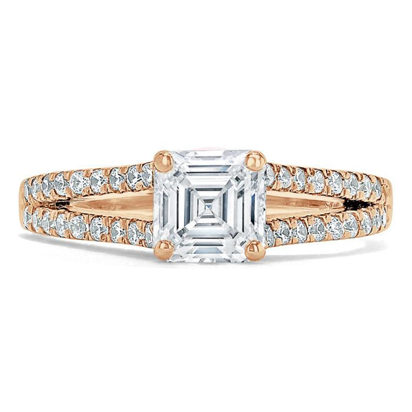 Lab-Diamond Asscher Cut Engagement Ring, Classic Style, Choose Your Stone Size and Metal