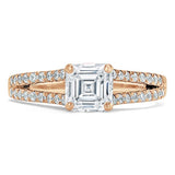 1.30ct Asscher Cut Moissanite Engagement Ring, Classic Style,  Available in White Gold, Platinum, Rose Gold or Yellow Gold