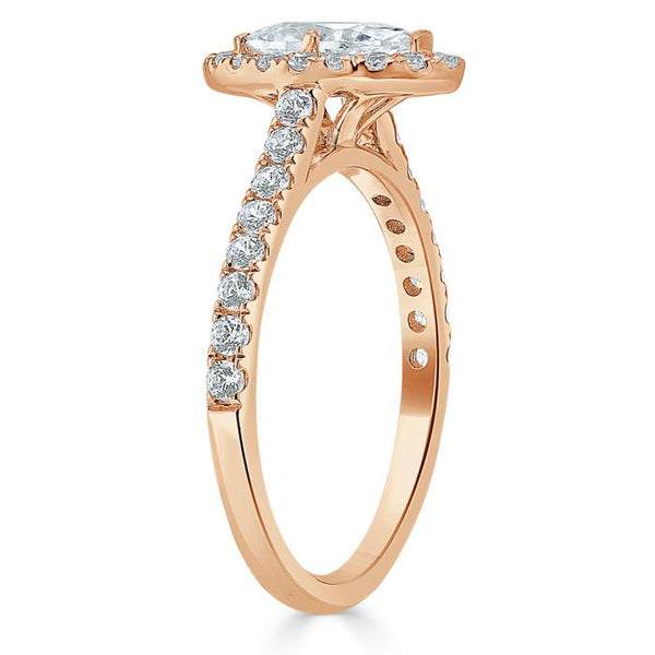 1.40ct Marquise Cut Moissanite Halo Engagement Ring, Tiffany Style,  Available in White Gold, Platinum, Rose Gold or Yellow Gold