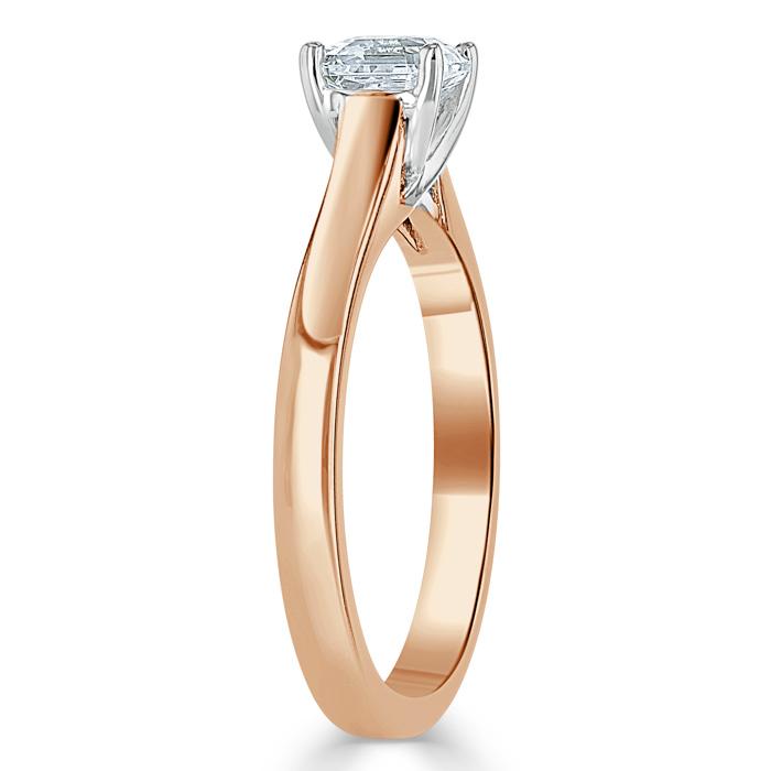 0.75ct Asscher Cut Moissanite Engagement Ring, Classic Style,  Available in White Gold, Platinum, Rose Gold or Yellow Gold