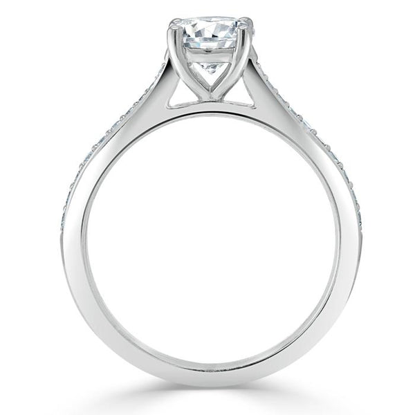 Lab-Diamond, Round Cut Engagement Ring, Classic Style, Choose Your Stone Size and Metal