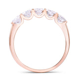 1.25ct Moissanite Wedding Band, Classic Tiffany Design, 5 Stone Ring, Available in 14Kt or 18Kt Rose Gold